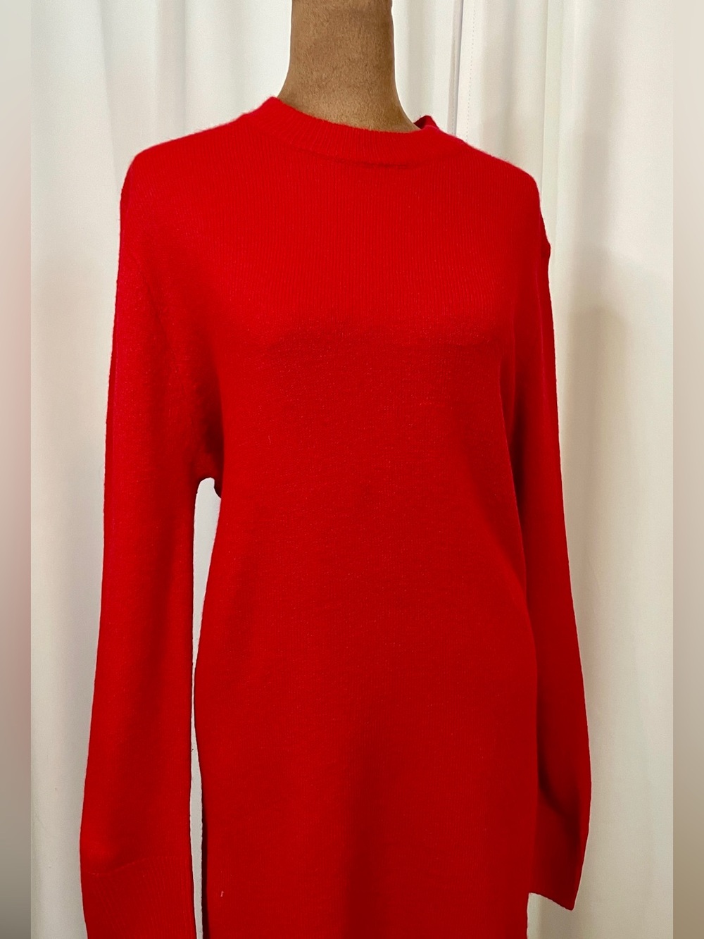 NWOT. Lands' End Red Knit Long-Sleeve Sweater Dress